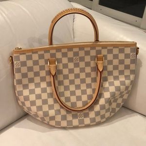 Damier Azur Canvas top handle purse